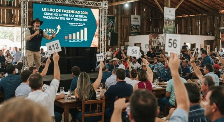 Leilão de Fazendas 2026: Crise no Setor faz Ofertas Saltarem 35% no 1º Semestre