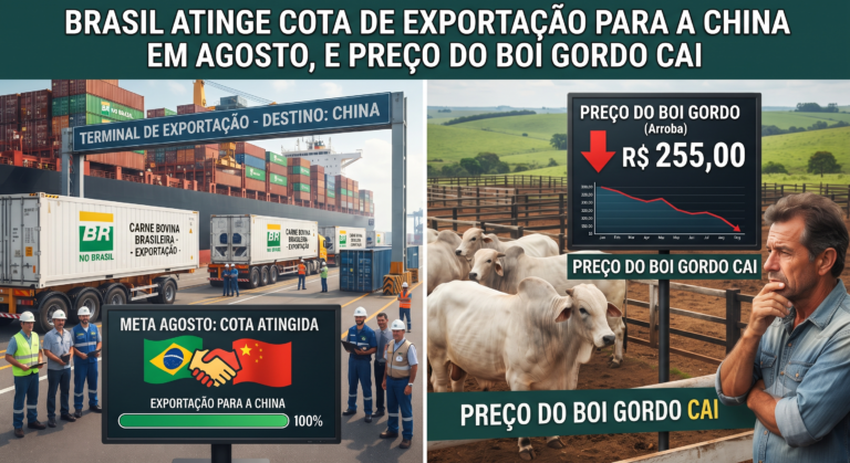 Brasil atinge cota de carne para a China em agosto e preço do boi gordo cai