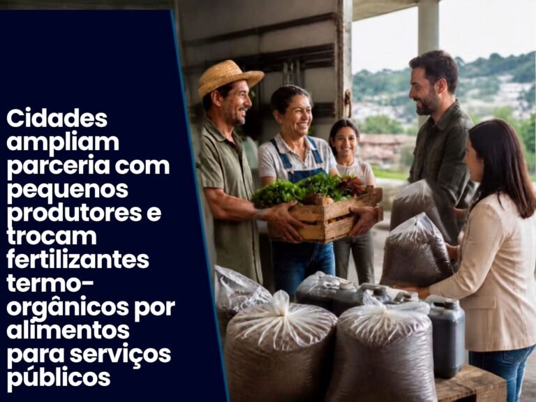 Cidades ampliam parceria com pequenos produtores e trocam fertilizantes termo-orgânicos por alimentos para serviços públicos