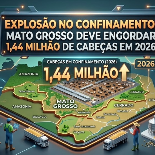 Explosão no Confinamento: Mato Grosso deve engordar 1,44 milhão de cabeças em 2026