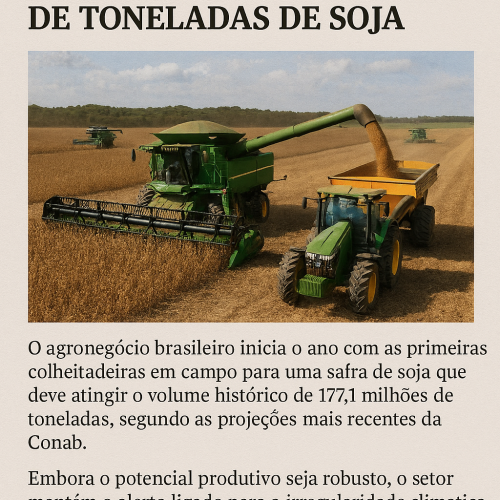 Safra 2026: Brasil Inicia Colheita com Projeção Recorde de 177 Milhões de Toneladas de Soja
