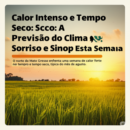 Calor Intenso e Tempo Seco: A Previsão do Clima para Sorriso e Sinop Esta Semana O norte do Mato Grosso enfrenta uma semana de calor forte e tempo seco, típica do mês de agosto