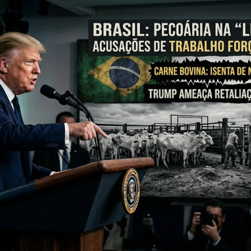 Tensão Comercial: Trump acusa Brasil de trabalho forçado na pecuária, mas isenta carne de novas taxas