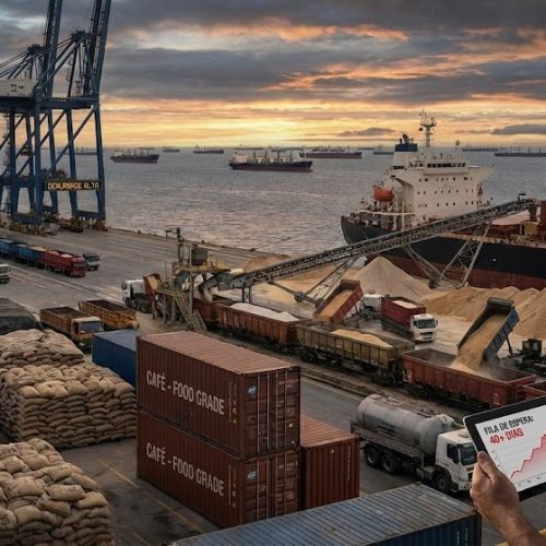 Caos no Cais: Porto de Santos Opera no “Vermelho” e Fila de Espera para Café e Açúcar Bate 40 Dias