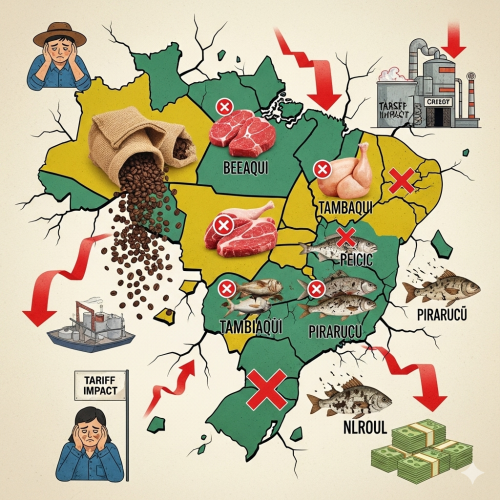 Tarifaço de Trump impõe perdas bilionárias ao agro brasileiro: café, carne e pescados entre os mais atingidos